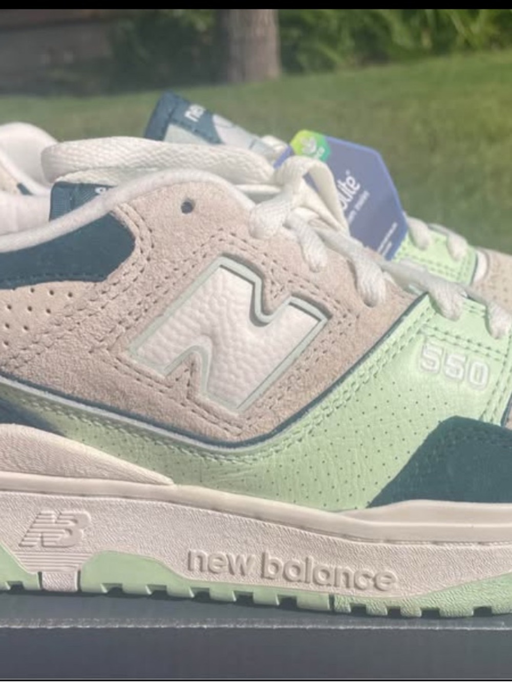 New Balance 550 Sneakers in Mint Green/Teal/Tan/Gray